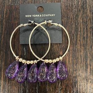 New York& company gold and purple earrings